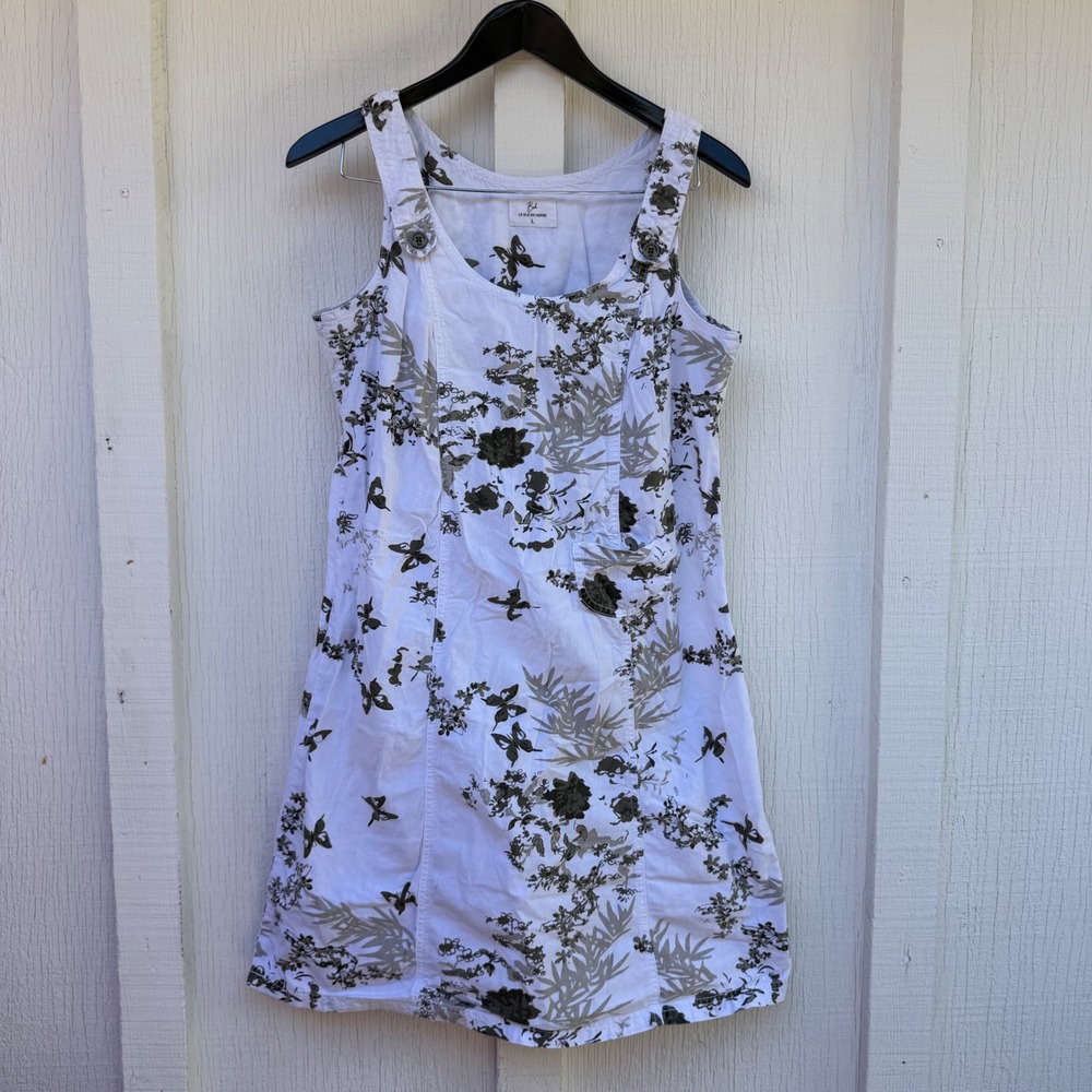 Beh Le Ble En Herbe Women White Floral Butterfly Cotton Sleeveless Dress Large